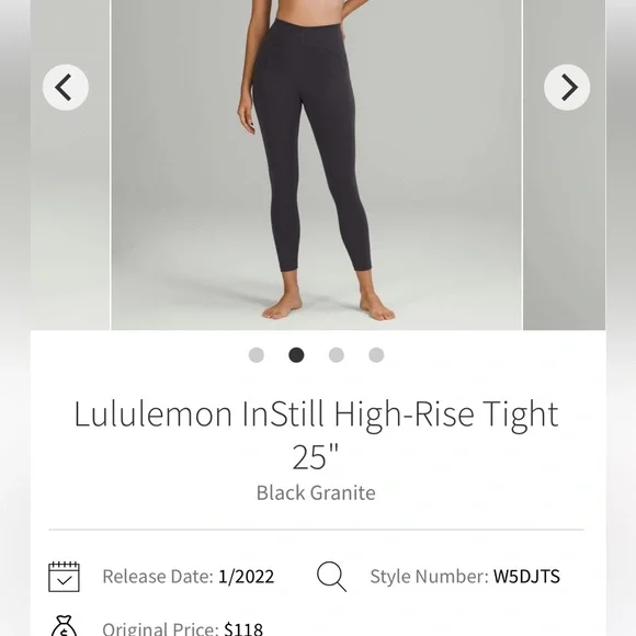 Lululemon InStill High-Rise Tight 25" leggings 
Black Granite - Picture 5 of 5